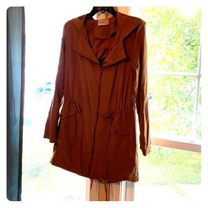 Tan suede jacket with hood